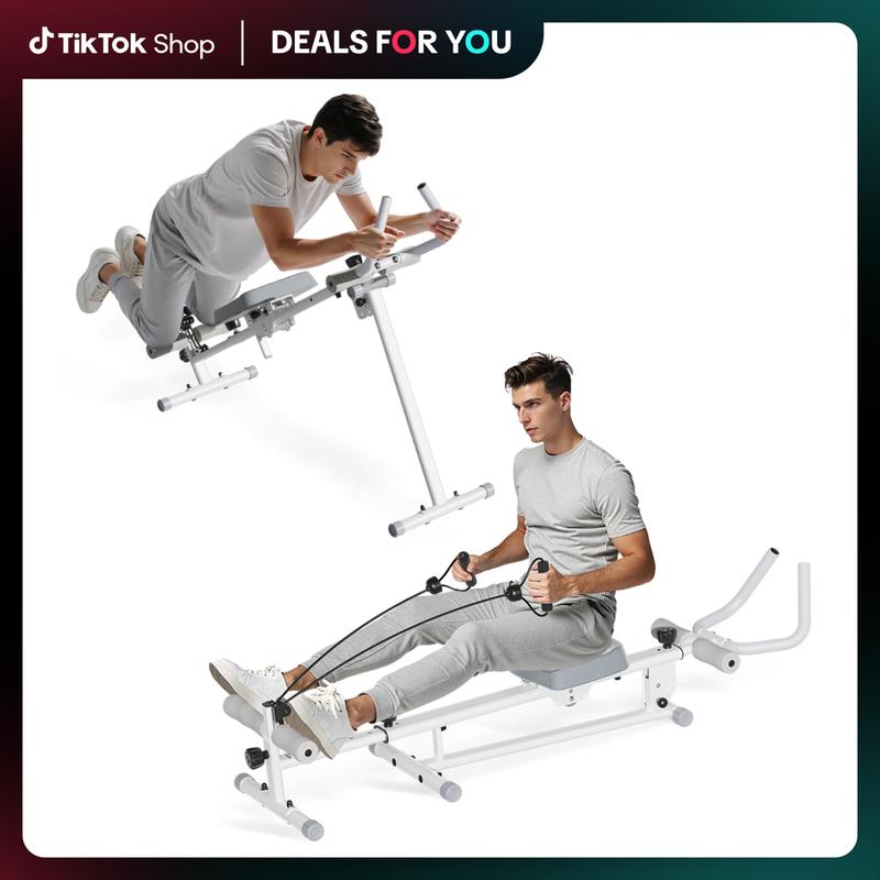 UMAY 4-in-1 ab-trainer combined rowing machine with adjustable height ...