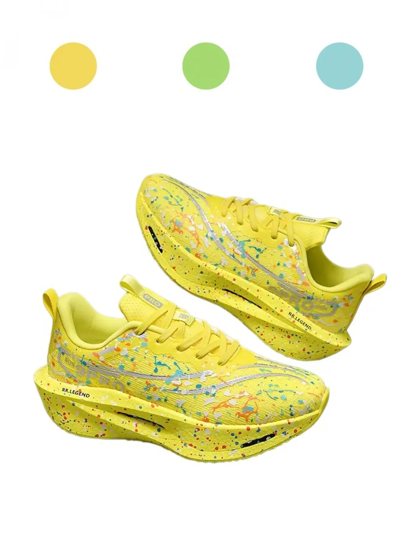 Multi Color Unisex Luminous Breathable Woven Mesh Sporty Running Shoes Running Sneakers with Rotary Buckle and Full Palm Carbon Plate for Student Physical Test and Daily Commuting Rebound Speed Boost and Night Visibility