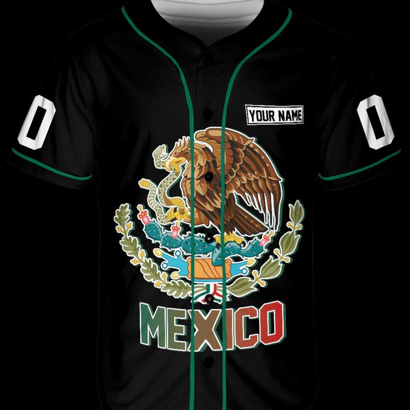 Lotusprinthandmade Personalized Name & Number Eagle Mexico Flag Unisex Baseball Jersey XS-5XL Multicolor (M), custom name eagle mexico jersey, eagle mexico baseball jersey