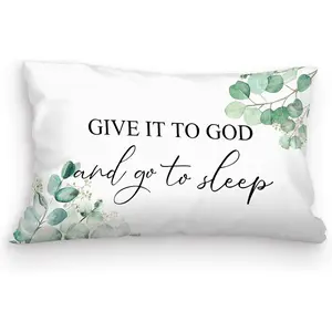 Give It to God and Go to Sleep, Decorative Pillows for Bed Bedroom, Christian Prayer Room Decor, Christian  Pillow Covers 12x20, Sleep Themed Pillow Case Cushion Cover for  Bedroom