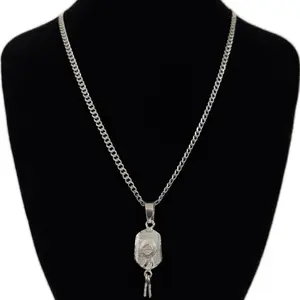 Hat pendant with 2.8 Cuban chain, both 925 silver