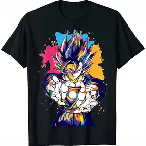 Dragon Ball Z Vegito Graphic T-Shirt, Colorful Pop Art Anime Tee, Super Saiyan Vegito Geometric Illustration, Vibrant DBZ Streetwear, Unisex Gaming Shirt