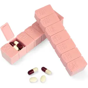 Pill Organizer-Pill Boxes for Travel, 7 Day with Braille Pill case Vitamins Fish Oil Supplements, Medication Organizer Dispenser for Fish Oils, Vitamin Holder Supplement