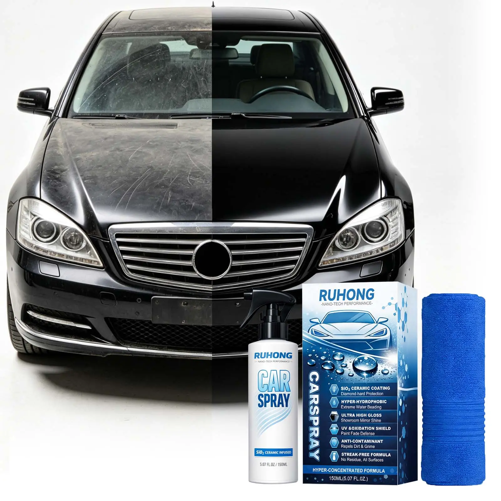 Car Spray Ceramic Coating Water Repellent Stain Proof High Gloss Paint Protection Anti Contaminant UV Shield Hyper Hydrophobic Easy Apply