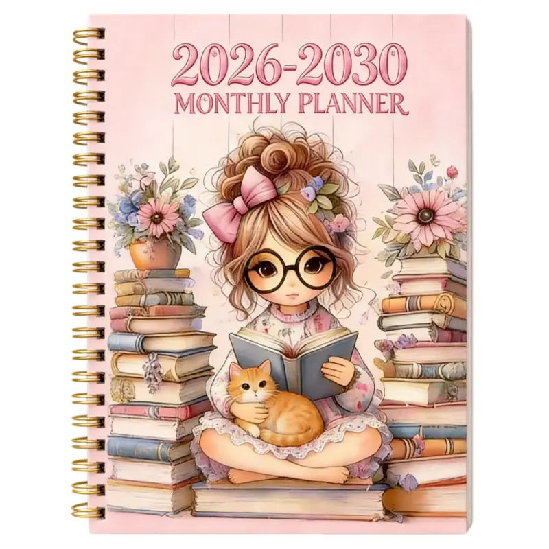 2026-2030 5-Year Monthly Planner, Calendar Notebook Student Academic Planner for Students and College, Casual Reading Themed Cover with Monthly Tabs, 5.5 x 8.3-Inches, 71 Sheets / 142 Pages Thick Paper for Yearly Planning