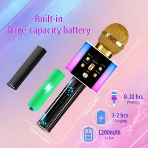 Wireless Karaoke Microphone Speaker with LED Lights, Fun Voice Changer and Audio - Portable Singing Mic for Outdoor Parties, Family Gatherings - Stereo Home Karaoke for Travel, Car, Camping - Summer Party Accessory, Birthday Gift