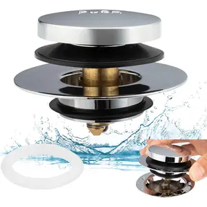 Universal Tip Toe Bath Drain Stopper and Cover, Bathtub Drain Stopper Replaces Lift and Turn Tip-Toe and Trip Lever Tub Drains, EZ Installation and Clearing, Chrome Plated