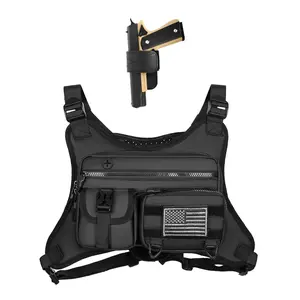 Outdoor Sports Chest Bag for Men, Chest Vest Holster Fits Most Pistols, EDC Travel Chest Pack for Running, Hiking Jogging Equipment Led Headlamp Gear Runners