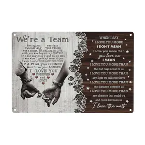 2D Flat, 1PC We're A Team Couple Aluminum Wall Art for Him Her Husband Wife Christmas Birthday Anniversary ,Metal Wall Art Home Decor Picture for Bedroom LivingRoom - Decorative Artwork