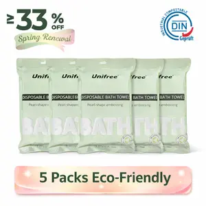 Unifree XL Disposable absorbent Bath Towels, 27.5" x 55", Thick, Individually Packed, Superabsorbent, Ideal for Camping, Travel, Gym, Barber, 5-20 Ct, Soft Multi-Purpose Dry Wipe, Hygiene Washcloth sheet business trip Single Use Towelette