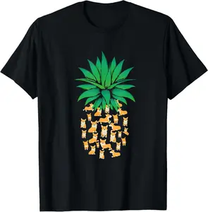 100% Cotton Novelty Summer Tropical Pineapples Fruit T-Shirt