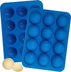 Golf Shaped Chocolate Mold - Golf Ball Chocolate Molds, Silicone 12-Cavity Mold for Cake Decorations, Hot Chocolate Bomb, Candy (Pack of 2)