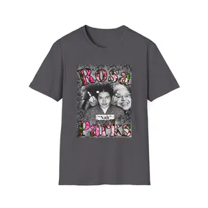 Rosa Parks Graphic Tee Shirt - Unisex Softstyle T-Shirt, Black History Month, Civil Rights Activist, Vintage Style, Funny Tee Design Cotton Menswear
