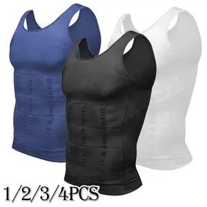 1/2/3/4PCS Mens Compression Shirt, Tummy Control Vest, Menswear Body Shaper, Breathable Lightweight Stretchy Comfortable Activewear Workout Tank Tops Smooth Undershirt Soft Suits,Shapewear