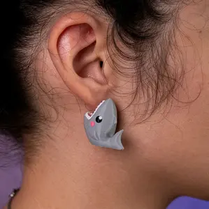 3D Printed Cute Shark Earrings - Tiny and Adorable