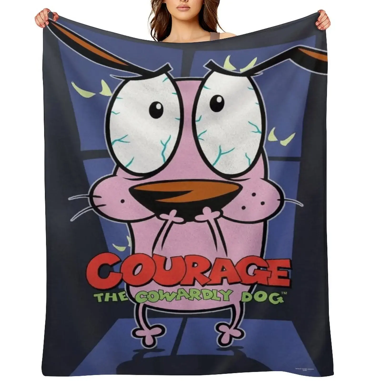 Courage The Cowardly Dog Inspired Flannel Blanket Soft Funny Cartoon Throw Blanket Plush Lightweight Cozy Bedding Blanket For Office Bed Sofa Couch Bedroom Movie Night Retro Animation Style