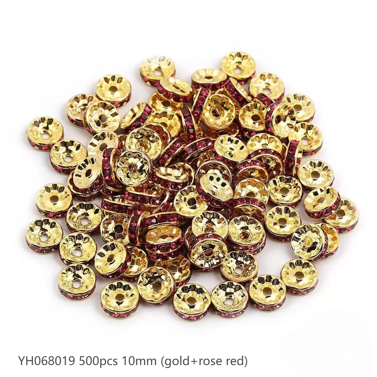 #68(10mm 500pcs) Gold/ Rose red YH068019
