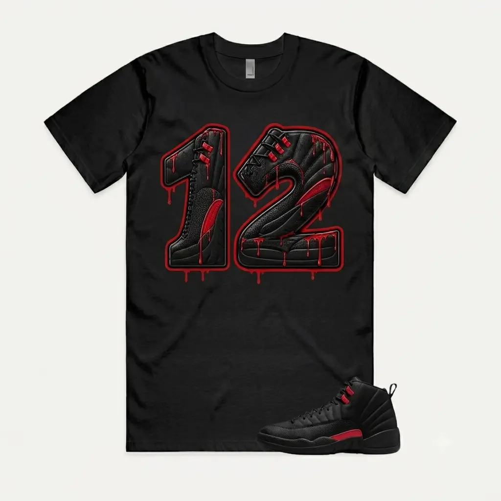 12 Bloodline Varsity Red University 2026 T Shirt Match 12SNKR Matching Graphic Shirt, 90s Hip Hop Tee, Gift For Women and Man, Unisex T-Shirt, Sneaker Head Gift