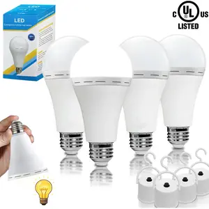 Rechargeable Emergency Light Bulb Battery Powered LED, 6000K Daylight 12W 60W Equivalent, E26/E27 Indoor Outdoor Lamp for Blackout Power Outage Hurricane Camping