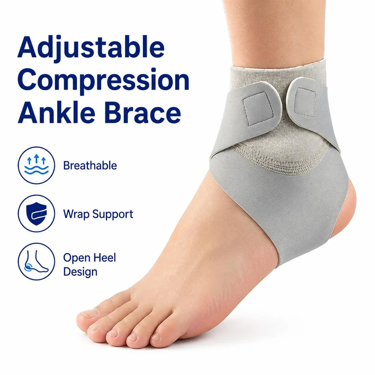 Adjustable Ankle Brace for Women Men, Compression Ankle Support Sleeve for Sprained Ankle, Breathable Sports Ankle Stabilizer for Basketball Running Gym