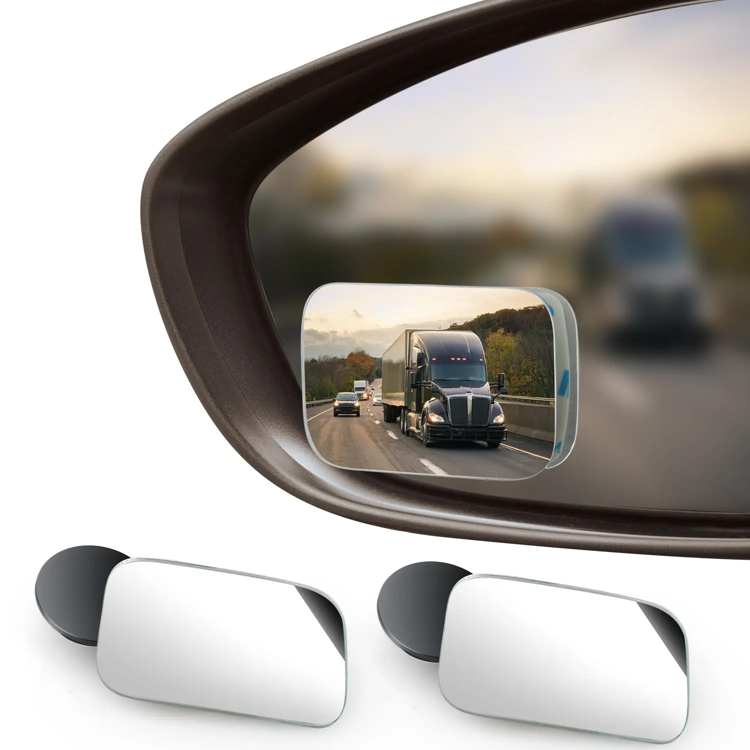 2-Pack Automotive Frameless HD Real Glass Convex Blind Spot Mirrors, 360° Rotatable Wide Angle, Waterproof Side Mirror Accessories for Car, SUV Safety Driving