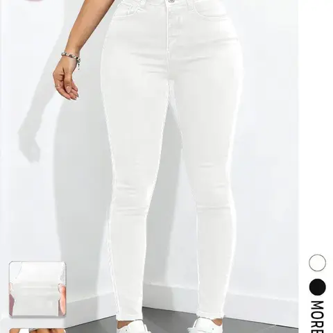 Flvsun Women's Cotton High-Waist Washed Denim Skinny Pants - Stretchy Fiber Cold-Wash Casual Bottoms with Expandable Pockets, Classic Minimalist White Button Entertainment Trousers (Womenswear)