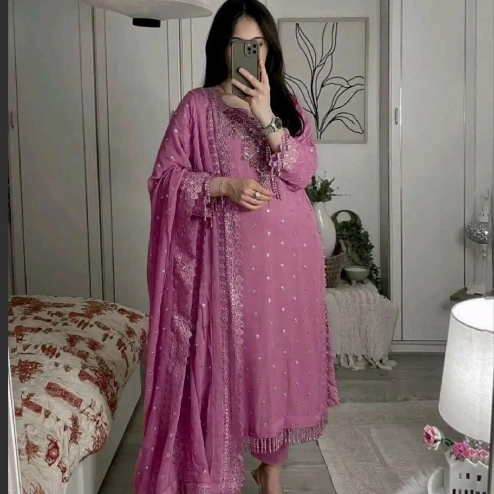 Lady's 3-Piece Salwar Kameez Suits, Stylish Blouse-Included Women's Clothes Set