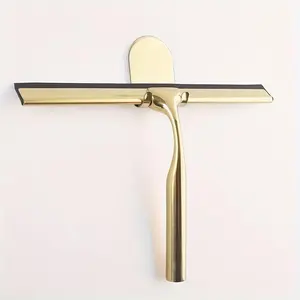 Golden All-Purpose Shower Squeegee, Stainless Steel Window Glass Cleaner, Ideal for Shower Doors, Tiles, Bathrooms, Kitchens, Cars, Household Cleaning Tool