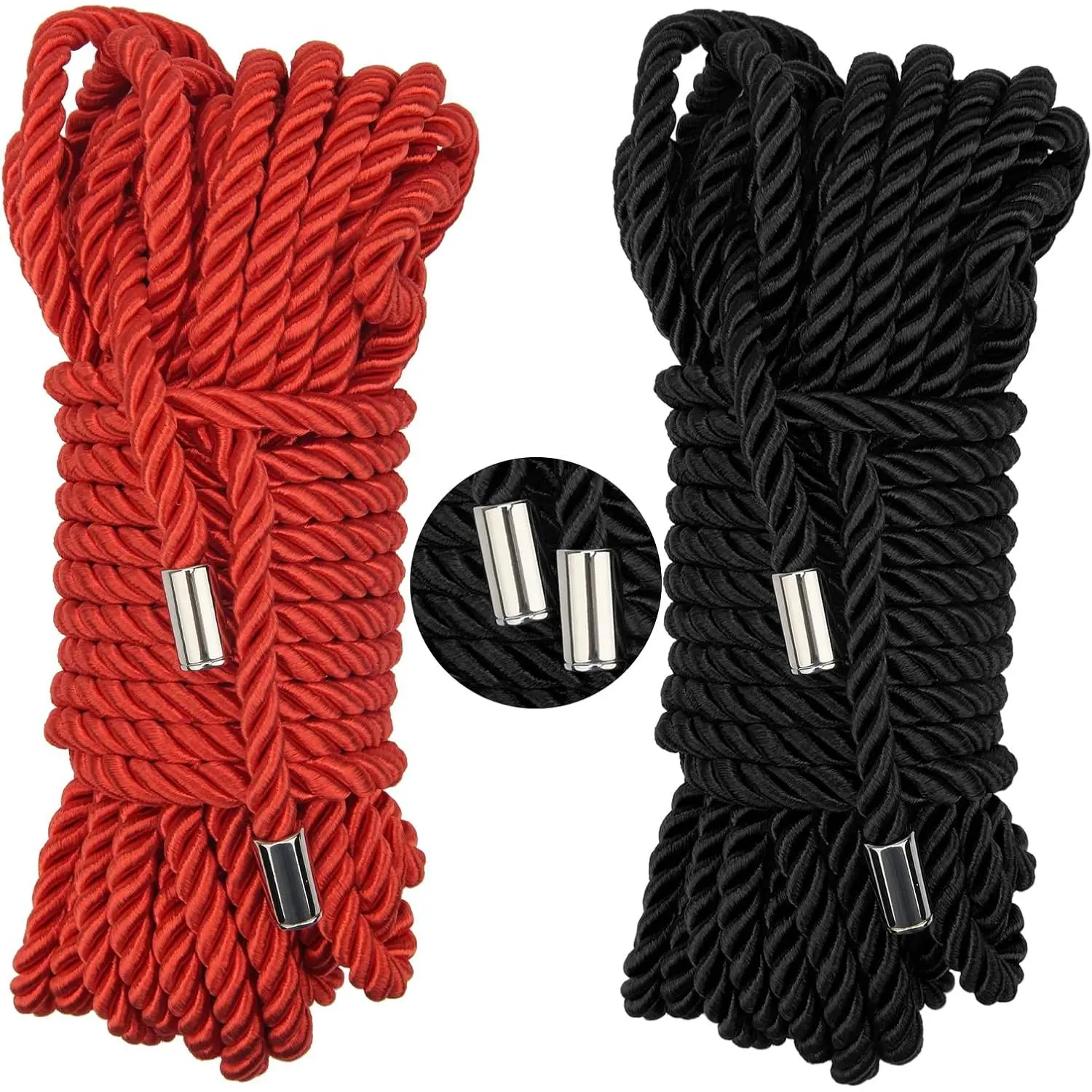 Soft Silk Rope Kit, 8MM Twisted Satin Shiny Cord (32 ft) for Beginners, Home Supplies Laundry Washing Line Accessory, 32 Feet