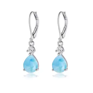 SOLYMAR NATURAL LARIMAR EARRINGS IN STERLING SILVER