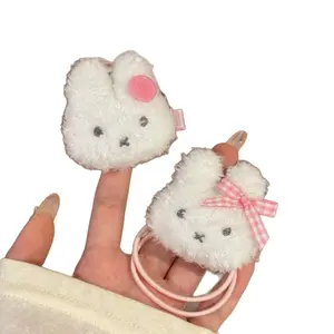 Miffy bow hair tie, hair clip, plush hair rope, cute and sweet ponytail accessory, hair ornament