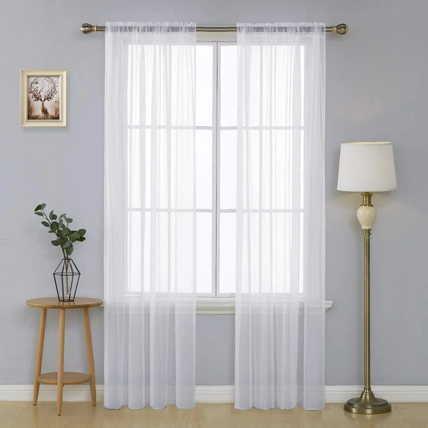 Deconovo Airy Gauze White Rod Pocket Sheer Curtains (2 Panels) - Lightweight Window Drapes, Room Decor, Curtains for Bedroom