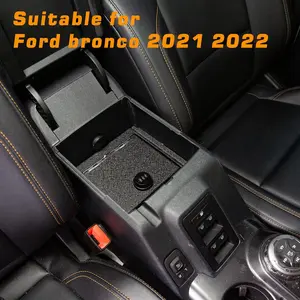 Center Console Lock Box Armrest Security Storage Organizer with 3 Digit Combo, Insert Vault Password Lock Safe Box for Ford Bronco 2021 2022 2023 2/4 Door Interior Security Accessories