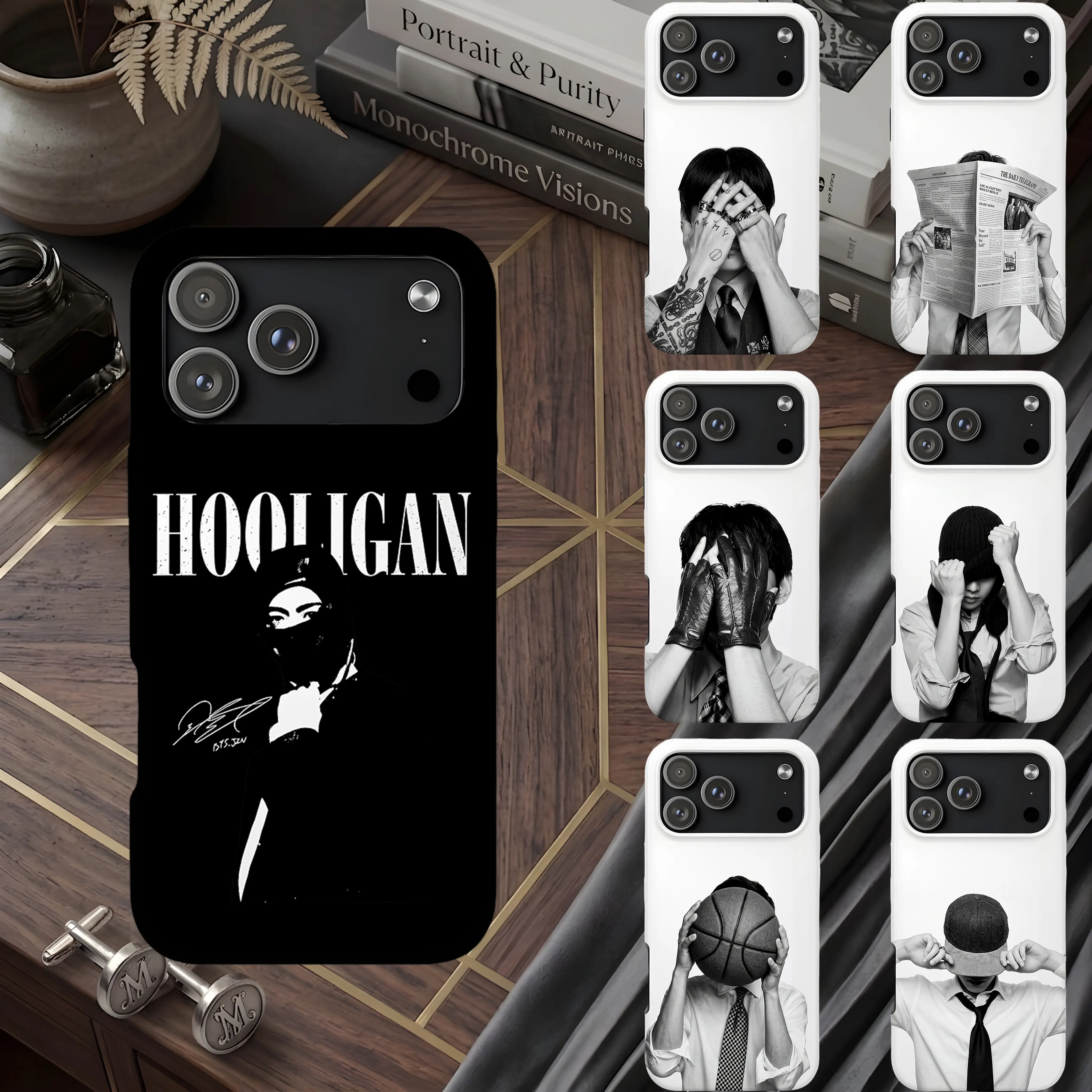Vintage Bangtan Inspired Phone Case, We Are Back Theme Case, Retro Black and White Aesthetic Phone Cover, Boy Band Art Case, Kpop Concert Fan Merch, ARMY Style Phone Case for iP 11 12 13 14 15 16 17 Pro Max, Music Lover Gift