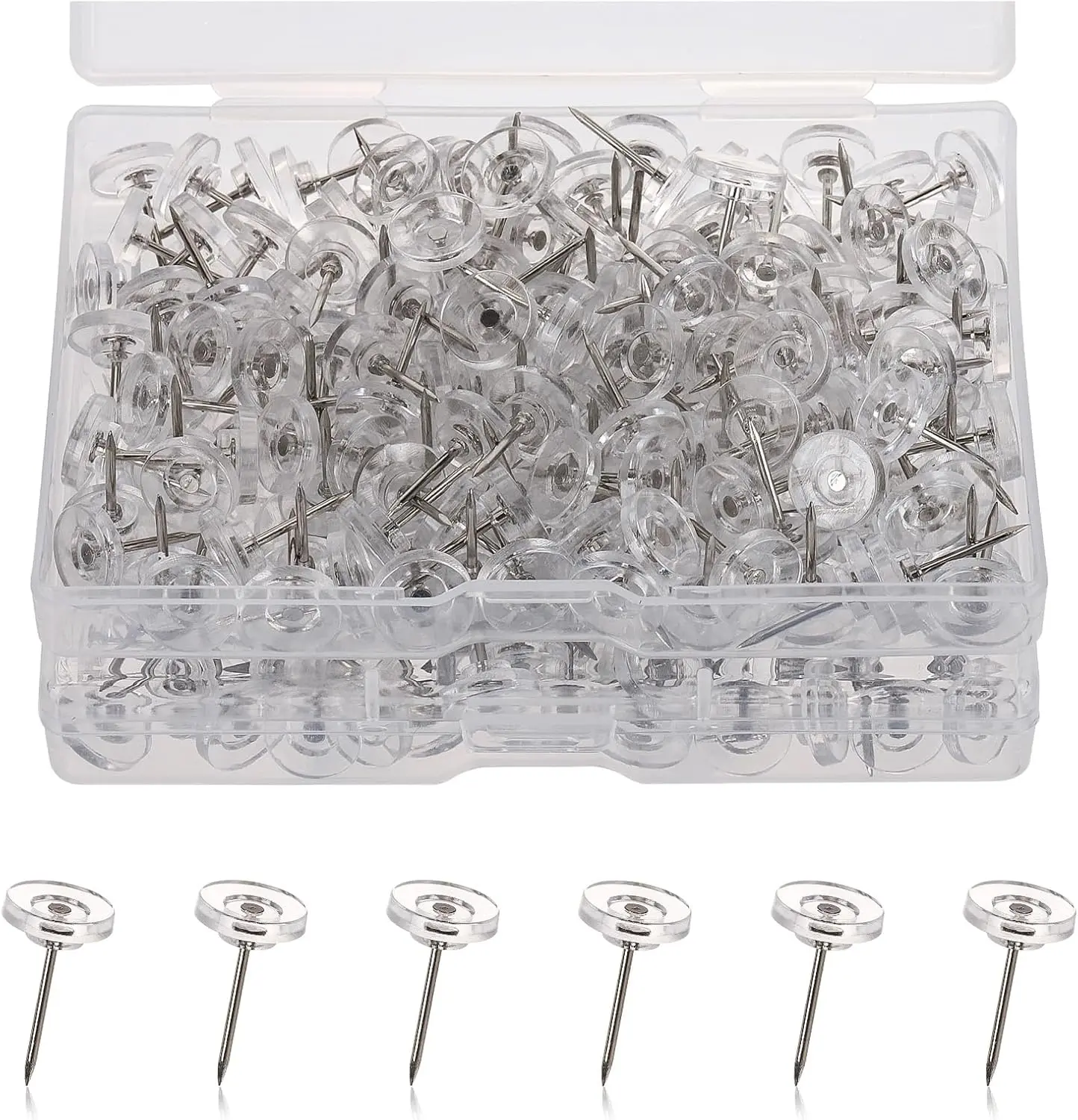 300 count Push Pins Clear Thumb Tacks Pins Clear Flat  Thumb Tacks Thumb Tack Decoration