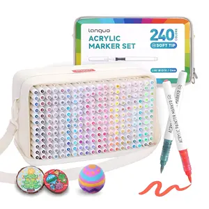 96/192/240 Acrylic Markers Set with Storage Bag, Soft Brush Tips, Smart Valve, Rich Colors, Large Capacity Ink, Ideal for Drawing, Coloring, DIY Crafts