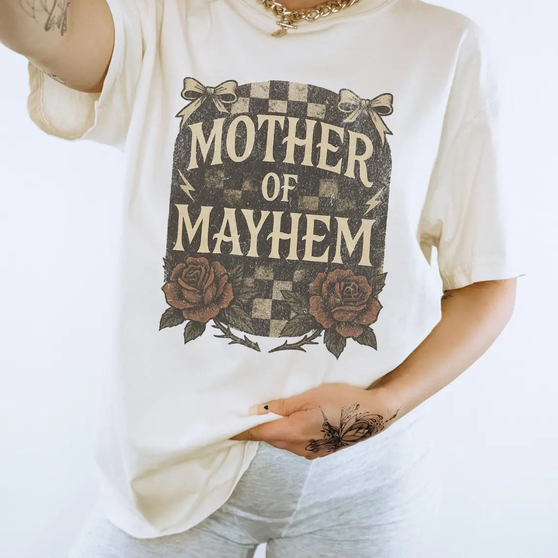Mother Of Mayhem Shirt Edgy Mom Shirt For Cool Mom Gift Funny Mothers Day Tshirt Trendy Comfort Colors Tired Mom Top Badass Mama Graphic Tee