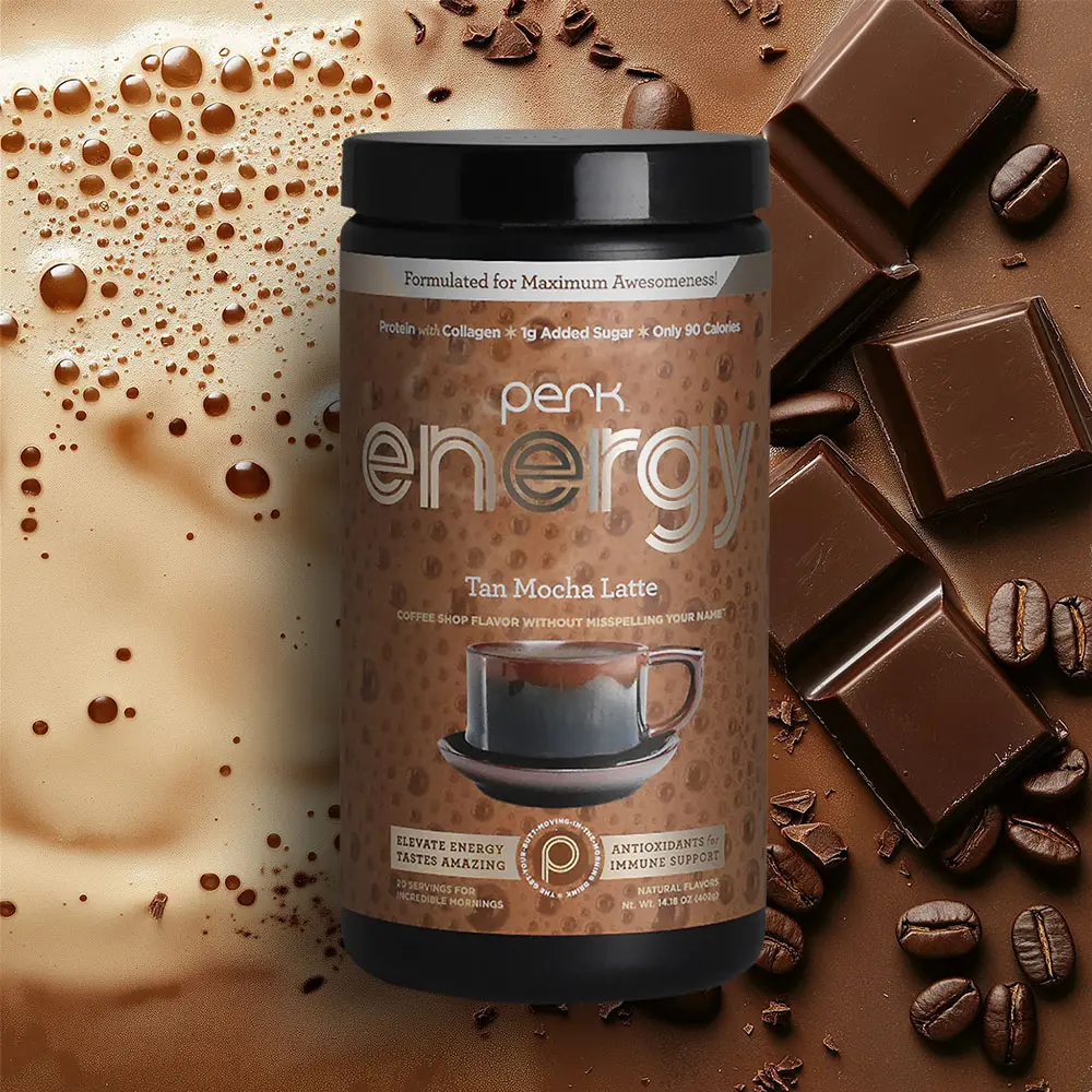 Perk Energy Morning Drink Mix with Caffeine Protein Collagen Vitamins & Antioxidants 20 Servings Nutrient Rich Coffee