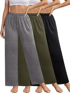 Womens Yoga Sweatpants Wide Leg High Waisted Lounge Pajamas Pants Comfy Workout Loose Pants with Pockets