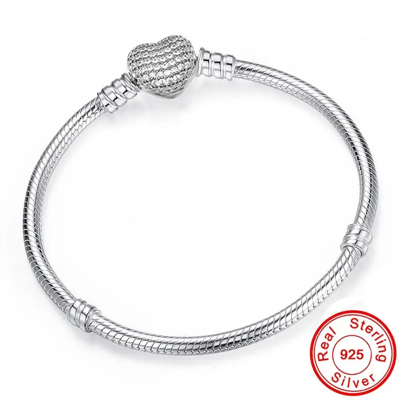 FashionUS -   Authentic 925 Sterling Silver Snake Chain Bracelets Brand Charm Pandor bracelet For Women Jewelry