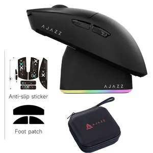 2026 AJ139P V3 MC Wireless Gaming Mouse AJAZZ Office Mouse Comes with Mouse Storage Bag Anti slip Adhesive RGB Magnetic Charging Base PAW3311 Sensor Six level DPI24000 Supports Multiple Systems Suitable for Esports Games and Office