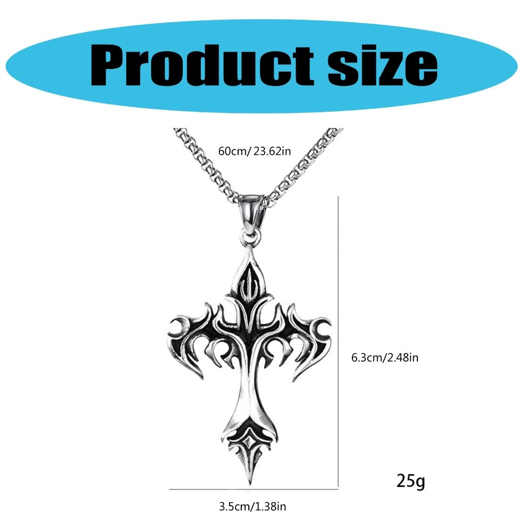 Titaniums Steel Necklace with Flame Crucifix Pendant Clavicle Chain For Men