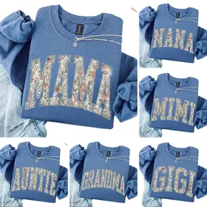 Custom Mama Sweatshirt, Indigo Blue Sweatshirt, Mothers Day Gift, Personalized Grandma Sweatshirt, Gigi Sweatshirt, Grammy Mimi Nonny Mommy Honey Shirt