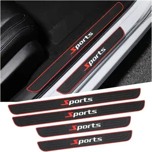 Door Sill Protector, 4 count Anti-Scratch &  Auto Door Edge Step Threshold Protection,  Exterior Entry Guard Cover, Universal for SUV Sedan  (Black/Red/)