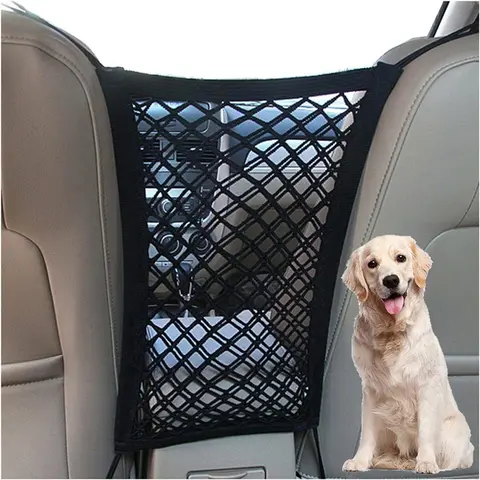 11.7*11.7in Fabric Dog Car Net Barrier - 4-Sided Mesh, Auto Safety Mesh Organizer, 4-Hook Secure Fit, Plastic Components, Stay-Put Storage Bag, Easy Installation, Universal for SUVs, All Seasons Safety #TikTokShopfalldealsforyou