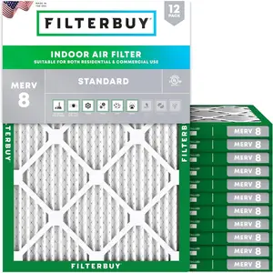 Filterbuy 19.75x22x1 Air Filter (12-Pack), Pleated MERV 8 Dust Defense HVAC AC Furnace Air Filters (Actual Size: 19.75 x 22.00 x 1.00 Inches)