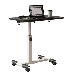 Adjustable Height Overbed Laptop Desk, Collapsible Rolling Table with Smooth Wheels, Portable Standing Workstation for Home Office Bedroom and Hospital Use
