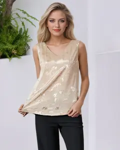 Women's Black V-Neck Sleeveless Top - Sexy Wide-Strap Relaxed Fit Tank for Casual LE-SY043