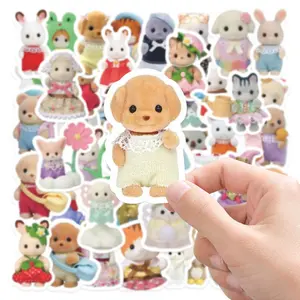 59pcs Sylvanian Families Cute Plush Stickers Pack, Waterproof Kawaii Doll Character Decals for Laptop, Water Bottle, Journal & Scrapbook, Toy Lover Gift