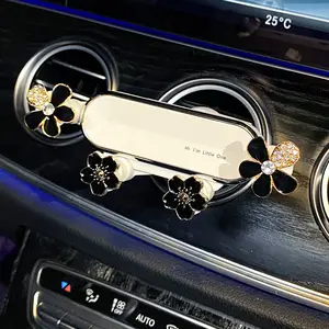 Aesthetic Flower Car Vent Phone Mount, Universal Clip Stand, Stable & Easy Install Car Decoration Gift for Women & Girls Smartphone